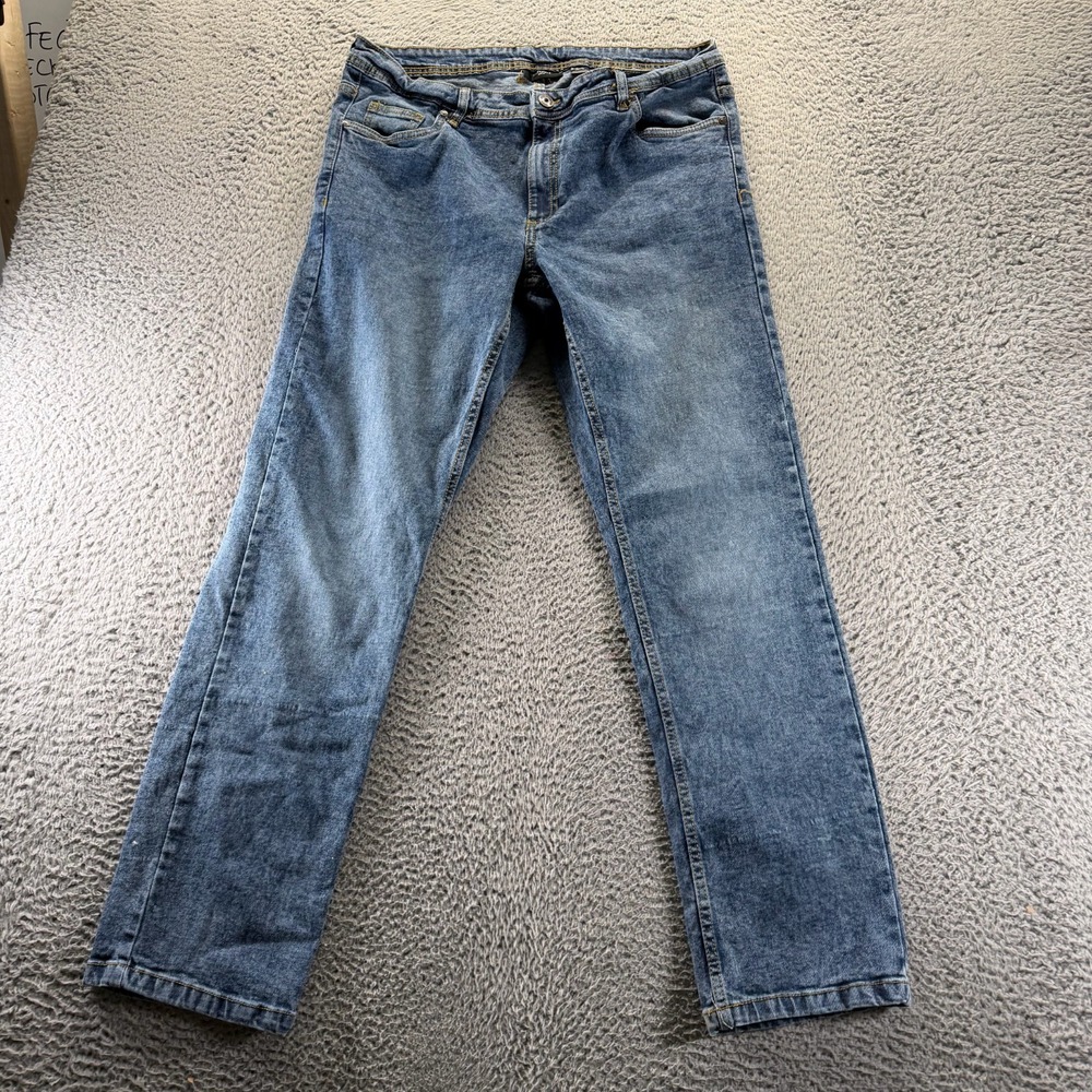 Esmara Jeans Mens 34x32 Blue Cotton Denim Straight Leg‎ Faded Stretch Workwear